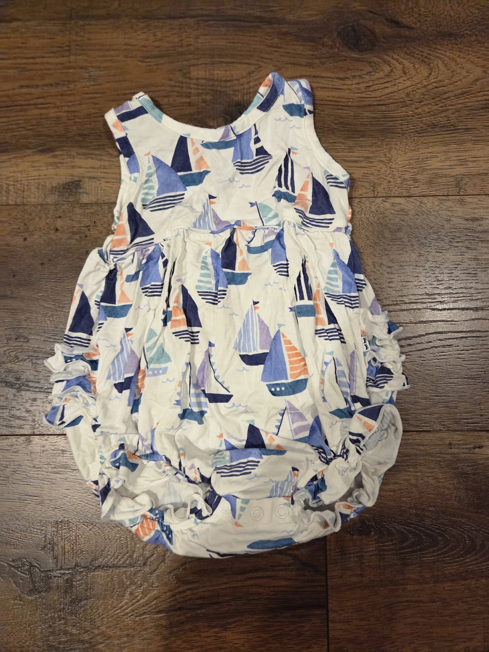 Little Sleepies Sailboat Romper in Blue, Orange & Teal